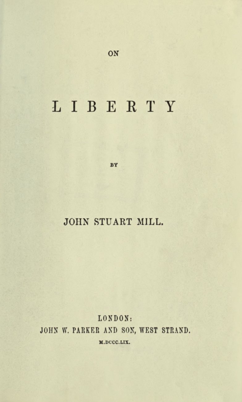 Portada de la primera edición de Sobre la libertad (Londres, 1859).