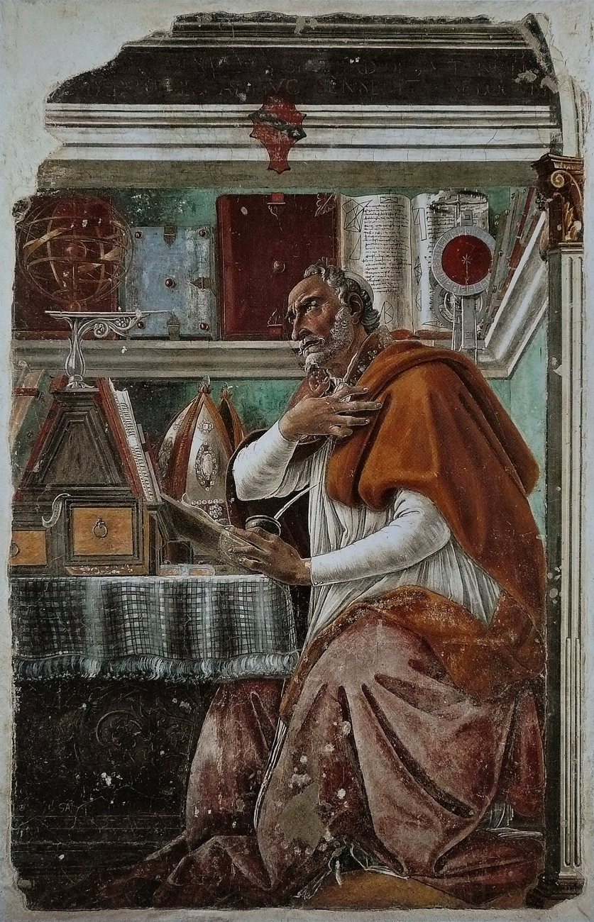 San Agustín en su estudio, fresco de Sandro Botticelli (hacia 1480). Iglesia de Ognissanti, Florencia.