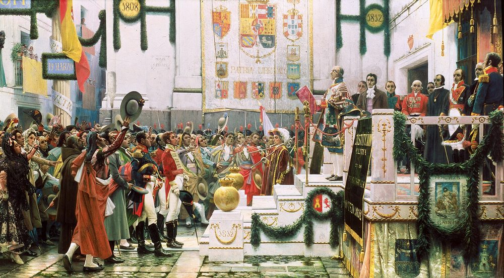 La promulgación de la Constitución de 1812, de Salvador Viniegra (1912), pintada para el centenario.
